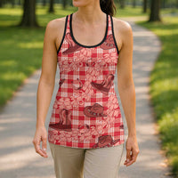 Red Palaka Hawaii Cowboy Hollow Tank Top Puakenikeni Lei Paniolo Papale Seamless Vibes - Polynesian Pride