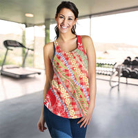 Red Palaka Hawaii Leis Women Racerback Tank Hawaiian-plaid Elegant Tropical Vibes - Polynesian Pride