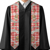 Red Palaka Hawaii Mele Kalikimaka Graduation Stole Ohia Lehua Shell Leis Funny Gingerbread Santa - Polynesian Pride