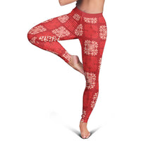 Red Palaka Quilt Hawaii Leggings Traditional Hawaii-plaid Pattern - Polynesian Pride