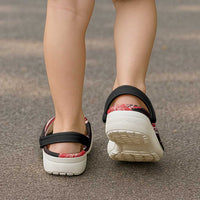 Red Polynesian Pattern With Tropical Flowers Clogs Shoes - Polynesian Pride