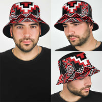 Red Taniko Aotearoa Bucket Hat Niho Taniwha Mix Poutama LT14 - Polynesian Pride