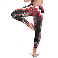 Red Taniko Aotearoa Leggings Niho Taniwha Mix Poutama LT14 - Polynesian Pride