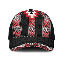 Red Taniko Aotearoa Mesh Trucker Cap Niho Taniwha Mix Poutama LT14 One Size Black Red - Polynesian Pride