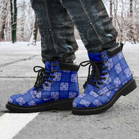 Royal Blue Palaka Quilt Hawaii All Season Boots Traditional Hawaii-plaid Pattern - Polynesian Pride