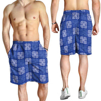 Royal Blue Palaka Quilt Hawaii Shorts for Men Traditional Hawaii-plaid Pattern - Polynesian Pride