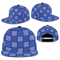 Royal Blue Palaka Quilt Hawaii Snapback Cap Traditional Hawaii-plaid Pattern - Polynesian Pride