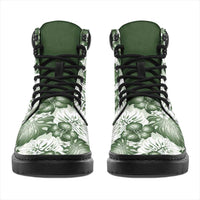 Sage Green Aloha Hawaii All Season Boots Monstera Hibiscus Plumeria Seamless Vibes LT14 - Polynesian Pride