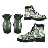 Sage Green Aloha Hawaii All Season Boots Monstera Hibiscus Plumeria Seamless Vibes LT14 - Polynesian Pride