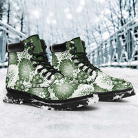 Sage Green Aloha Hawaii All Season Boots Monstera Hibiscus Plumeria Seamless Vibes LT14 - Polynesian Pride