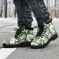 Sage Green Aloha Hawaii All Season Boots Monstera Hibiscus Plumeria Seamless Vibes LT14 - Polynesian Pride