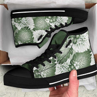 Sage Green Aloha Hawaii High Top Shoes Monstera Hibiscus Plumeria Seamless Vibes LT14 Sage Green - Polynesian Pride