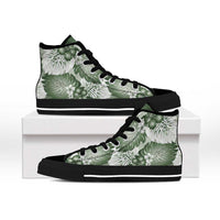 Sage Green Aloha Hawaii High Top Shoes Monstera Hibiscus Plumeria Seamless Vibes LT14 - Polynesian Pride
