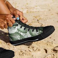 Sage Green Aloha Hawaii High Top Shoes Monstera Hibiscus Plumeria Seamless Vibes LT14 - Polynesian Pride