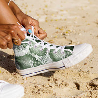 Sage Green Aloha Hawaii High Top Shoes Monstera Hibiscus Plumeria Seamless Vibes LT14 - Polynesian Pride