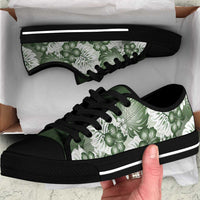 Sage Green Aloha Hawaii Low Top Shoes Monstera Hibiscus Plumeria Seamless Vibes LT14 Sage Green - Polynesian Pride