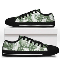 Sage Green Aloha Hawaii Low Top Shoes Monstera Hibiscus Plumeria Seamless Vibes LT14 - Polynesian Pride
