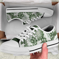 Sage Green Aloha Hawaii Low Top Shoes Monstera Hibiscus Plumeria Seamless Vibes LT14 Sage Green - Polynesian Pride