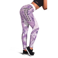 Samoa Siapo Elegant Leggings Hibiscus Violet Motifs - Polynesian Pride