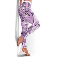 Samoa Siapo Elegant Leggings Hibiscus Violet Motifs - Polynesian Pride