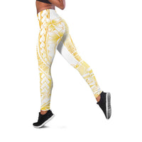 Samoa Siapo Mamanu Leggings Plumeria Fancy Gold Motifs LT7 Gold - Polynesian Pride