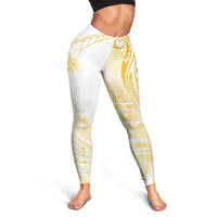 Samoa Siapo Mamanu Leggings Plumeria Fancy Gold Motifs LT7 - Polynesian Pride