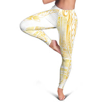 Samoa Siapo Mamanu Leggings Plumeria Fancy Gold Motifs LT7 - Polynesian Pride
