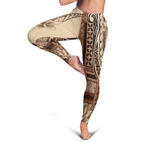 Samoa Siapo Mamanu Leggings Plumeria Mocha Motifs LT7 - Polynesian Pride