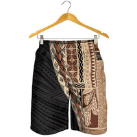 Samoa Siapo Motif Half Style Shorts for Men Brown Version - Polynesian Pride