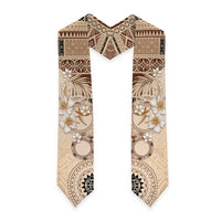 Samoa Siapo Pattern With Beige Hibiscus Graduation Stole