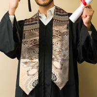 Samoa Siapo Pattern With Beige Hibiscus Graduation Stole