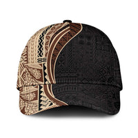 Samoa Siapo Tapa Pattern Half Style Classic Cap Beige Color LT03 Universal Fit Beige - Polynesian Pride