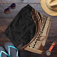 Samoa Siapo Tapa Pattern Half Style Shorts for Men Beige Color - Polynesian Pride