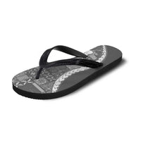 Samoa Siapo Tribal Pattern Flip Flops Light Gray Polynesian Plumeria Tapa Motif