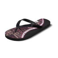 Samoa Siapo Tribal Pattern Flip Flops Violet Polynesian Plumeria Tapa Motif