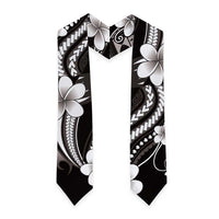 Samoa Siapo Tribal Pattern Graduation Stole Black Polynesian Plumeria Tapa Motif