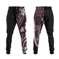 Samoa Siapo Tribal Pattern Jogger Pants Violet Polynesian Plumeria Tapa Motif