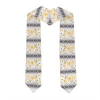 Samoa White Sunday Graduation Stole Samoan Tapa Yellow Hibiscus