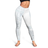 Samoa White Sunday Leggings Classic Siapo Style LT7 - Polynesian Pride