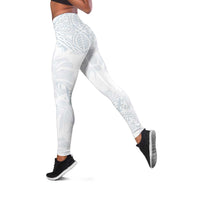 Samoa White Sunday Leggings Hibiscus Special LT7 White - Polynesian Pride
