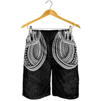 Samoan Traditional Art Tattoos Shorts for Men Tatau Tribal Motifs with Ula Fala Black - Polynesian Pride