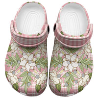 Squares Maile Leaf Clogs Shoes Pink Palaka Hawaiian Quilt Pattern - Polynesian Pride