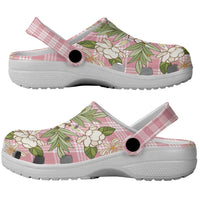 Squares Maile Leaf Clogs Shoes Pink Palaka Hawaiian Quilt Pattern - Polynesian Pride