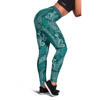 Teal Monstera Leggings - Polynesian Tribal Pattern LT01 - Polynesian Pride