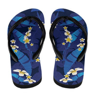 Teal Purple Banana Leaf Hawaii Flip Flops Lau Maia Plumeria Tropical Summer Vibes