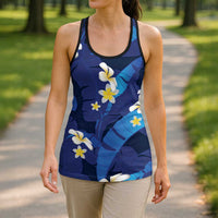 Teal Purple Banana Leaf Hawaii Hollow Tank Top Lau Maia Plumeria Tropical Summer Vibes
