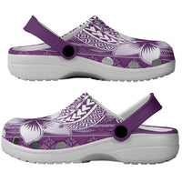 Tonga Kupesi Ngatu Clogs Shoes - Vintage Purple Plumeria LT05 - Polynesian Pride
