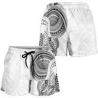 Traditional Polynesian Art Tattoos Shorts for Women White Color - Polynesian Pride