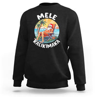 Mele Kalikimaka Tropical Hawaiian Christmas in Hawaii Sunbath Santa Sweatshirt TS02 Black - Polynesian Pride
