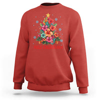 Tropical Hawaiian Hibiscus Christmas Tree Mele Kalikimaka Sweatshirt TS02 Red - Polynesian Pride